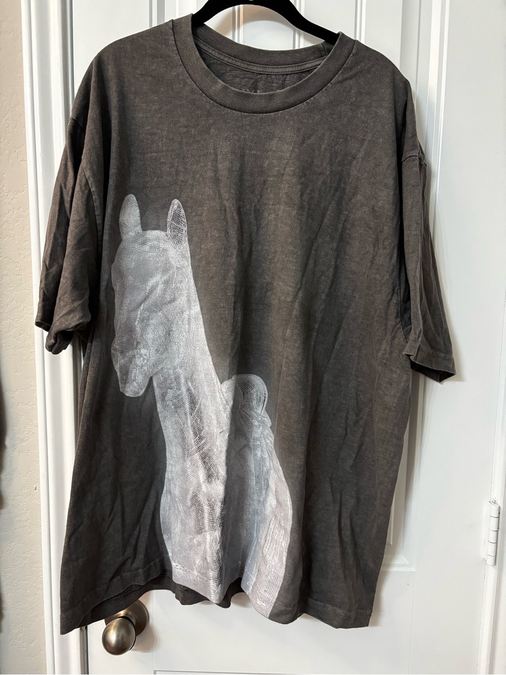 Beyonce RWT Short Sleeve Tee - Charcoal with White Horse Print